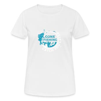 Gone Fishing Rod Fisher Fish Fisherman Fishing - Women's Breathable T-Shirt - white - Front - AI Model Female 172 dark (172cm)