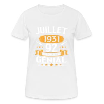 Juillet 1931 92 Ans Que Je Suis Génial Cadeau - T-shirt respirant Femme - blanc - Devant - AI Model Female 172 dark (172cm)