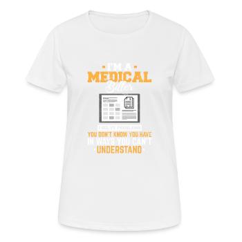 Medical Biller Femmes Drôle Codeur médical Drôle Bil - T-shirt respirant Femme - blanc - Devant - AI Model Female 172 dark (172cm)