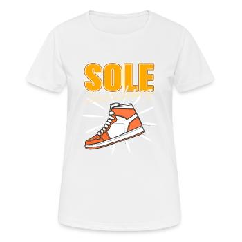 Sole Searching Retro Sneaker Head Designs - Women's Breathable T-Shirt - white - Front - AI Model Female 172 dark (172cm)