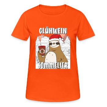 WEIHNACHTEN GLÜHWEIN VERKOSTER - Frauen T-Shirt atmungsaktiv - Neonorange - Vorne - AI Model Female 172 dark (172cm)