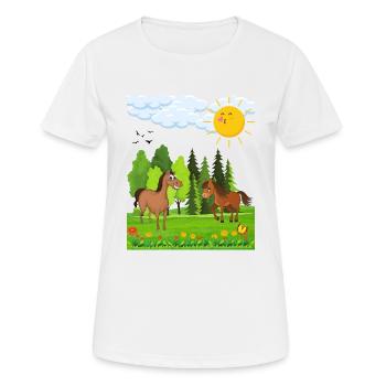 Kleine Pferde Design für Kinder - Frauen T-Shirt atmungsaktiv - Weiß - Vorne - AI Model Female 172 dark (172cm)