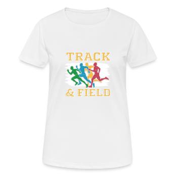 Runner Running Sport Spiel Leichtathletik - Frauen T-Shirt atmungsaktiv - Weiß - Vorne - AI Model Female 172 dark (172cm)