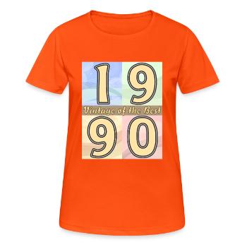 BIRTHDAY YEAR 1990 - Women's Breathable T-Shirt - neon orange - Front - AI Model Female 172 dark (172cm)