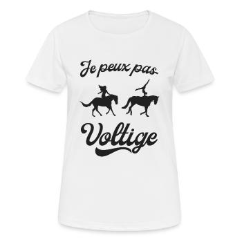 Je peux pas, j'ai voltige. Cheval Equitation. - T-shirt respirant Femme - blanc - Devant - AI Model Female 172 dark (172cm)
