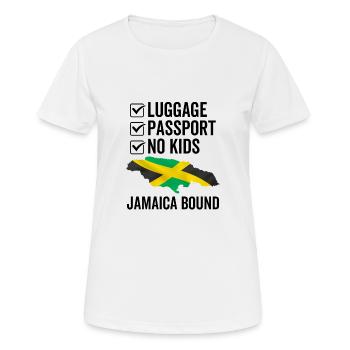Luggage Passport No Kids Jamaica Bound - Women's Breathable T-Shirt - white - Front - AI Model Female 172 dark (172cm)