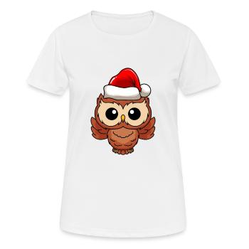 Eule Comic Weihnachten - Frauen T-Shirt atmungsaktiv - Weiß - Vorne - AI Model Female 172 dark (172cm)