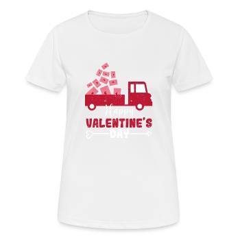 Happy Valentines Day Red Truck With Letters Postal - Frauen T-Shirt atmungsaktiv - Weiß - Vorne - AI Model Female 172 dark (172cm)