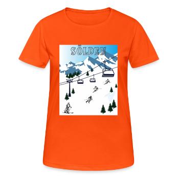 SCHI FAHREN SÖLDEN - Frauen T-Shirt atmungsaktiv - Neonorange - Vorne - AI Model Female 172 dark (172cm)