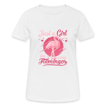 Just a girl we loves Flamingos - T-shirt respirant Femme - blanc - Devant - AI Model Female 172 dark (172cm)