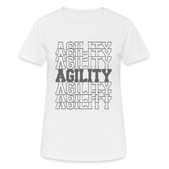 Agility Schriftzug - Frauen T-Shirt atmungsaktiv - Weiß - Vorne - AI Model Female 172 dark (172cm)