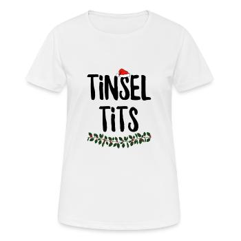 Lametta-Titten - Frauen T-Shirt atmungsaktiv - Weiß - Vorne - AI Model Female 172 dark (172cm)
