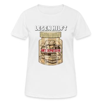 BUCH LESEN HILFT - Frauen T-Shirt atmungsaktiv - Weiß - Vorne - AI Model Female 172 dark (172cm)
