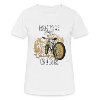 FAHRRAD RIDE THE BIKE - Women's Breathable T-Shirt - white - Front - AI Model Female 172 dark (172cm)