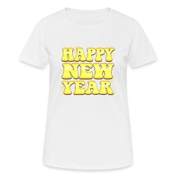 Tenue du jour de l’An - Bonne année - T-shirt respirant Femme - blanc - Devant - AI Model Female 172 dark (172cm)