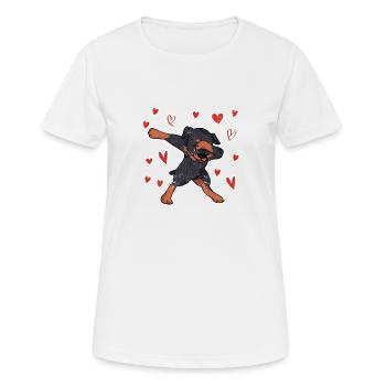 Drôle de débauche Cœur de chien Danse Dab de la Saint-Valentin - T-shirt respirant Femme - blanc - Devant - AI Model Female 172 dark (172cm)
