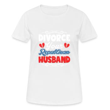 Divorcez de votre mari républicain Divorcé Ex-femme M - T-shirt respirant Femme - blanc - Devant - AI Model Female 172 dark (172cm)