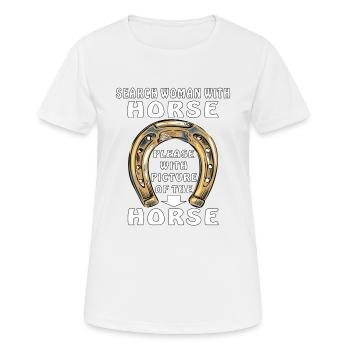 HUFEISEN SEARCH WOMAN WITH HORSE - Women's Breathable T-Shirt - white - Front - AI Model Female 172 dark (172cm)