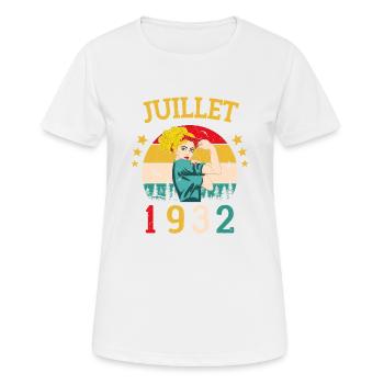 Juillet 1932 Anniversaire Vintage Happy Birthday - T-shirt respirant Femme - blanc - Devant - AI Model Female 172 dark (172cm)