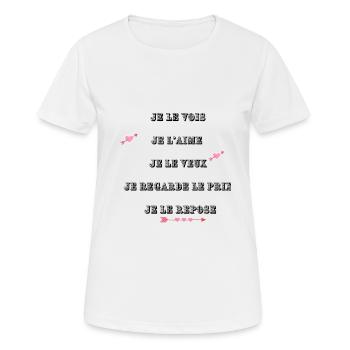 JE LE VOIS, JE L'AIME - T-shirt respirant Femme - blanc - Devant - AI Model Female 172 dark (172cm)