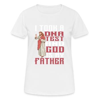 J’ai fait un test ADN et dieu est mon père 27 - T-shirt respirant Femme - blanc - Devant - AI Model Female 172 dark (172cm)