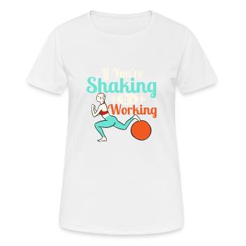 If You're Shaking It's Working Pilates Exercise - Women's Breathable T-Shirt - white - Front - AI Model Female 172 dark (172cm)