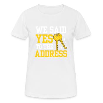 Nous avons dit oui à l’adresse - T-shirt respirant Femme - blanc - Devant - AI Model Female 172 dark (172cm)