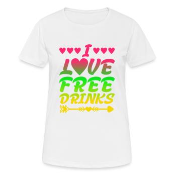 J’adore les boissons gratuites - T-shirt respirant Femme - blanc - Devant - AI Model Female 172 dark (172cm)