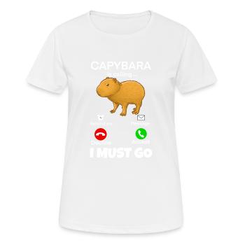 Capybara i must go - Frauen T-Shirt atmungsaktiv - Weiß - Vorne - AI Model Female 172 dark (172cm)