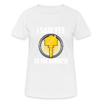 J’ai dit oui à l’adresse - T-shirt respirant Femme - blanc - Devant - AI Model Female 172 dark (172cm)