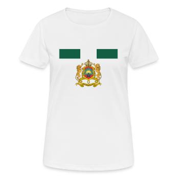 Goldenes Emblem der Fußballmannschaft des Königreichs Marokko - Frauen T-Shirt atmungsaktiv - Weiß - Vorne - AI Model Female 172 dark (172cm)