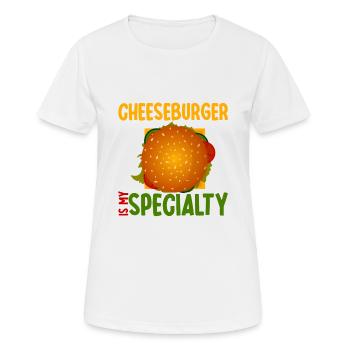 Le cheeseburger est ma spécialité 2 - T-shirt respirant Femme - blanc - Devant - AI Model Female 172 dark (172cm)