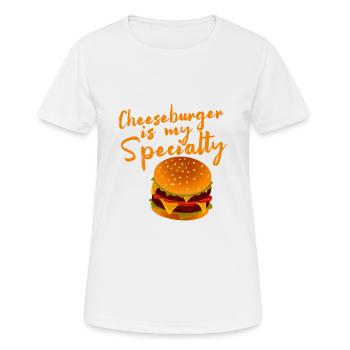 Le cheeseburger est ma spécialité 4 - T-shirt respirant Femme - blanc - Devant - AI Model Female 172 dark (172cm)
