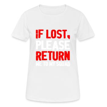 En cas de perte, veuillez me retourner dans mon équipe 2 - T-shirt respirant Femme - blanc - Devant - AI Model Female 172 dark (172cm)