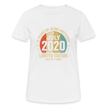 Juillet 2020 3 Ans Anniversaire Vintage Cadeau - T-shirt respirant Femme - blanc - Devant - AI Model Female 172 dark (172cm)