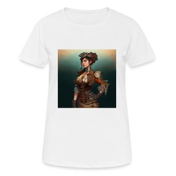 Steampunk Sci-Fi character - Frauen T-Shirt atmungsaktiv - Weiß - Vorne - AI Model Female 172 dark (172cm)