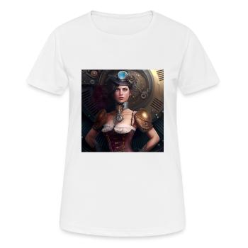 Steampunk Sci-Fi character - Frauen T-Shirt atmungsaktiv - Weiß - Vorne - AI Model Female 172 dark (172cm)