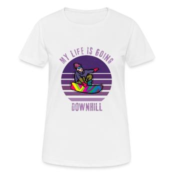 Mein Leben geht bergab - Frauen T-Shirt atmungsaktiv - Weiß - Vorne - AI Model Female 172 dark (172cm)