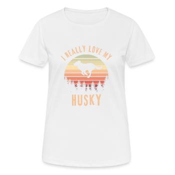J’adore mon husky, thème husky, thème sibérien - T-shirt respirant Femme - blanc - Devant - AI Model Female 172 dark (172cm)