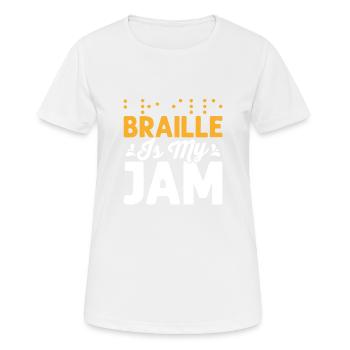 Braille Is My Jam Blindness Impaired Braille Dots - Frauen T-Shirt atmungsaktiv - Weiß - Vorne - AI Model Female 172 dark (172cm)