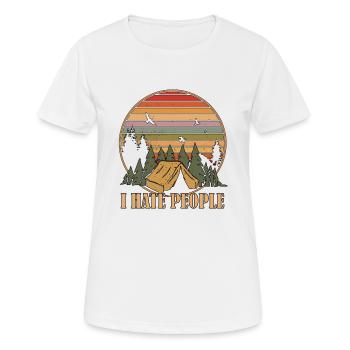 I hate People, Camping, Tent, Tents - Women's Breathable T-Shirt - white - Front - AI Model Female 172 dark (172cm)
