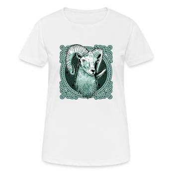 Bélier Modèle de nœud celtique - T-shirt respirant Femme - blanc - Devant - AI Model Female 172 dark (172cm)