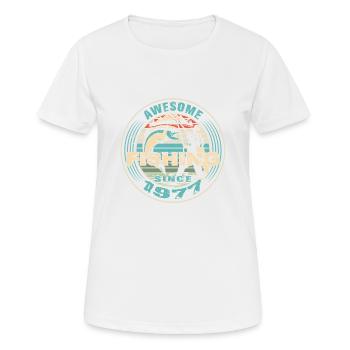 Awesome since 1977. Angel, Angler's Birthday - Women's Breathable T-Shirt - white - Front - AI Model Female 172 dark (172cm)