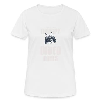 Ich brauche keine Therapie Ich brauche nur meine Videospiele - Frauen T-Shirt atmungsaktiv - Weiß - Vorne - AI Model Female 172 dark (172cm)