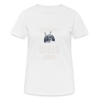 Ich brauche keine Therapie Ich brauche nur meine Videospiele - Frauen T-Shirt atmungsaktiv - Weiß - Vorne - AI Model Female 172 dark (172cm)