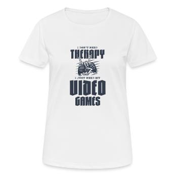 Ich brauche keine Therapie Ich brauche nur meine Videospiele - Frauen T-Shirt atmungsaktiv - Weiß - Vorne - AI Model Female 172 dark (172cm)
