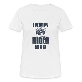 Ich brauche keine Therapie Ich brauche nur meine Videospiele - Frauen T-Shirt atmungsaktiv - Weiß - Vorne - AI Model Female 172 dark (172cm)