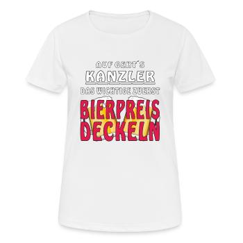 AUF GEHTS KANZLER BIERPREIS DECKELN - Frauen T-Shirt atmungsaktiv - Weiß - Vorne - AI Model Female 172 dark (172cm)