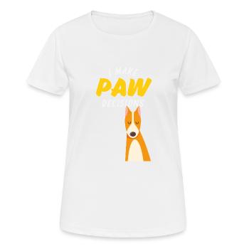 Ich treffe Pfotenentscheidungen, ich treffe schlechte Entscheidungen Hundeliebhaber - Frauen T-Shirt atmungsaktiv - Weiß - Vorne - AI Model Female 172 dark (172cm)