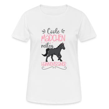 Coole Mädchen reiten Hannoveraner - Frauen T-Shirt atmungsaktiv - Weiß - Vorne - AI Model Female 172 dark (172cm)